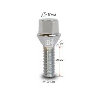 Болт M12x1,50х28 Хром, Конус с выступом 1807 Cr