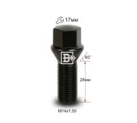 Болт M14X1,50X28 Черный Хром Конус с выступом ключ 17 мм C17D28 BA