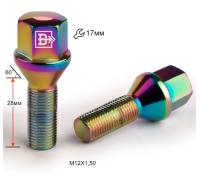 Болт M12X1,50X28 Радужный Титан Конус с выступом ключ 17 мм C17A28 Ti-C