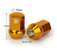 Гайка M12X1,50 Золото хром высота 35 мм Конус с выступ. кл.19мм 801445 GD-Cr