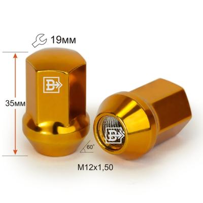 Гайка M12X1,50 Золото хром высота 35 мм Конус с выступ. кл.19мм 801445 GD-Cr