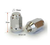 Гайка M12X1,50 Хром высота 34 мм Конус с выступ., закр., кл.19мм 801445 Cr D6 Cr