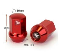 Гайка M12X1,25 Красный хром высота 35 мм Конус с выступ. кл.19мм 801444 RD-Cr