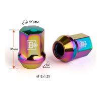 Гайка M12X1,25 Радужный Титан Хром высота 35 мм Конус с выступ. кл.19мм 801444 Ti-Cr